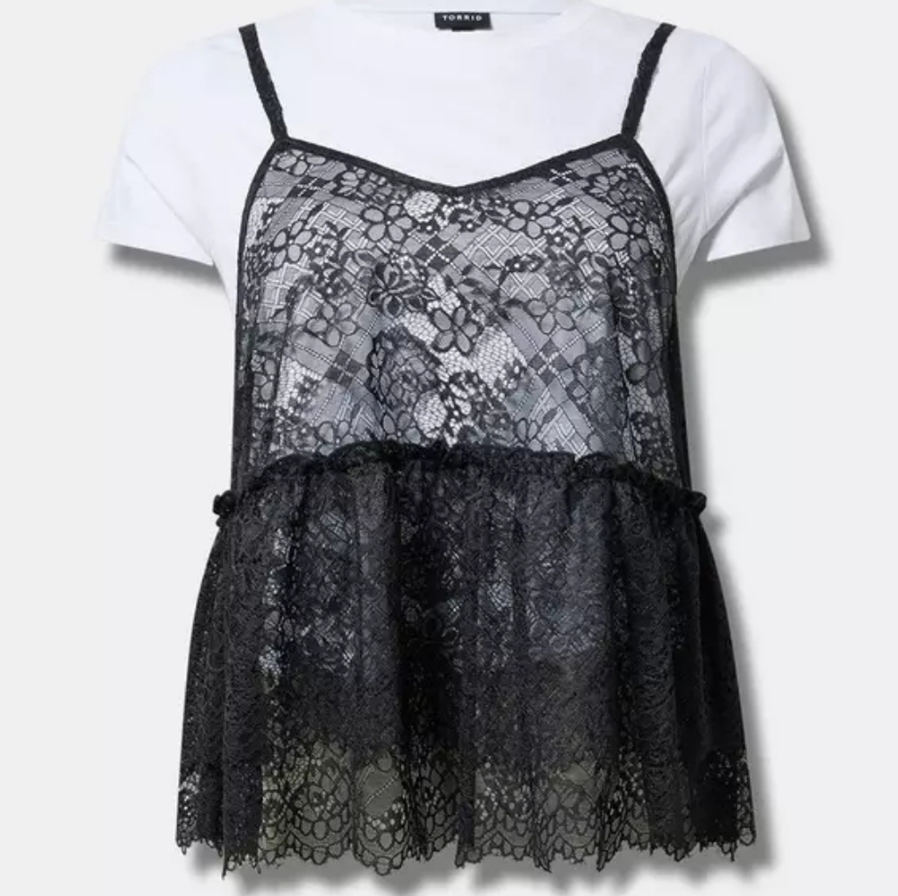 New Torrid Peplum Ruffle Cami 2Fer Top